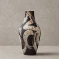 Ceramic vase with abstract design on a gray background