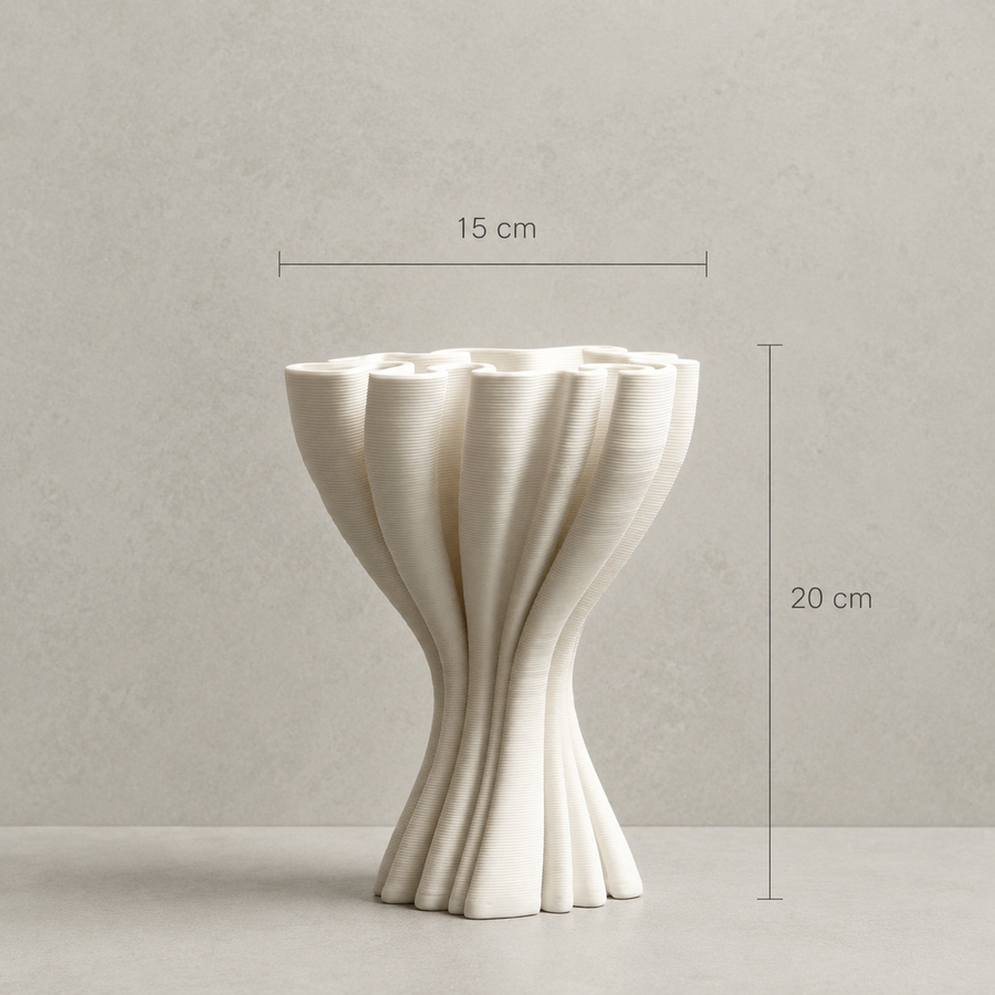 Isla White Ripple Ceramic Vase