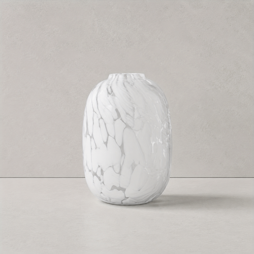 Marble-patterned vase on a light gray background