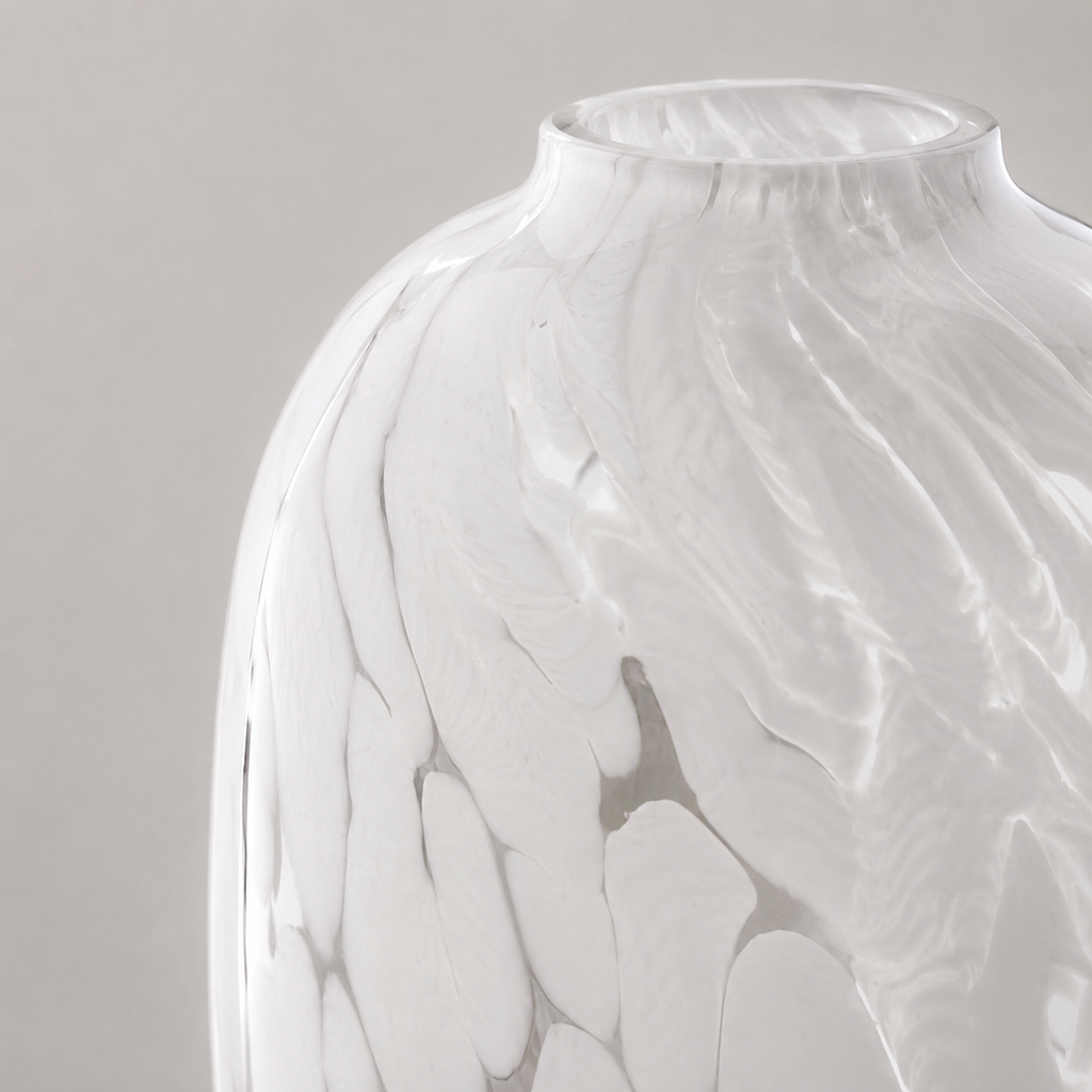 White marble-textured vase on a light gray background