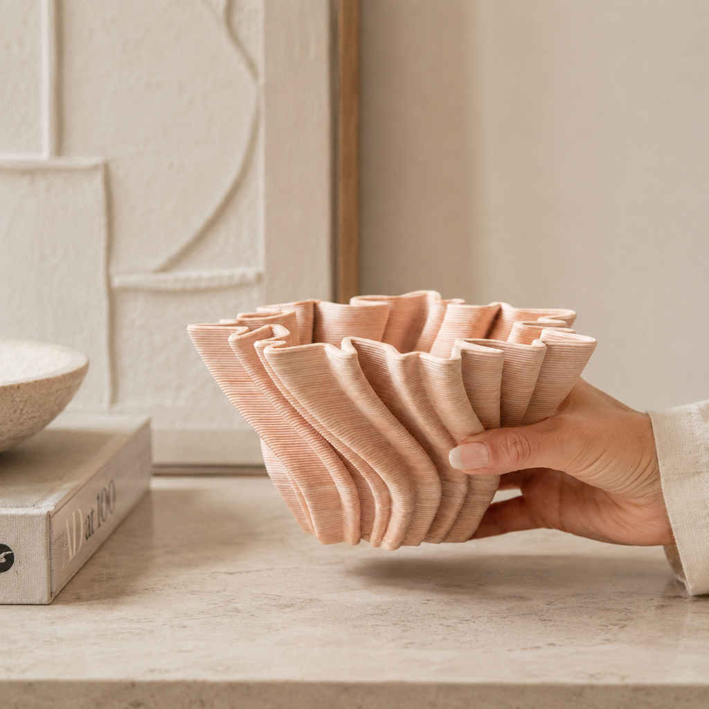 Mila Pleated Ceramic Vase