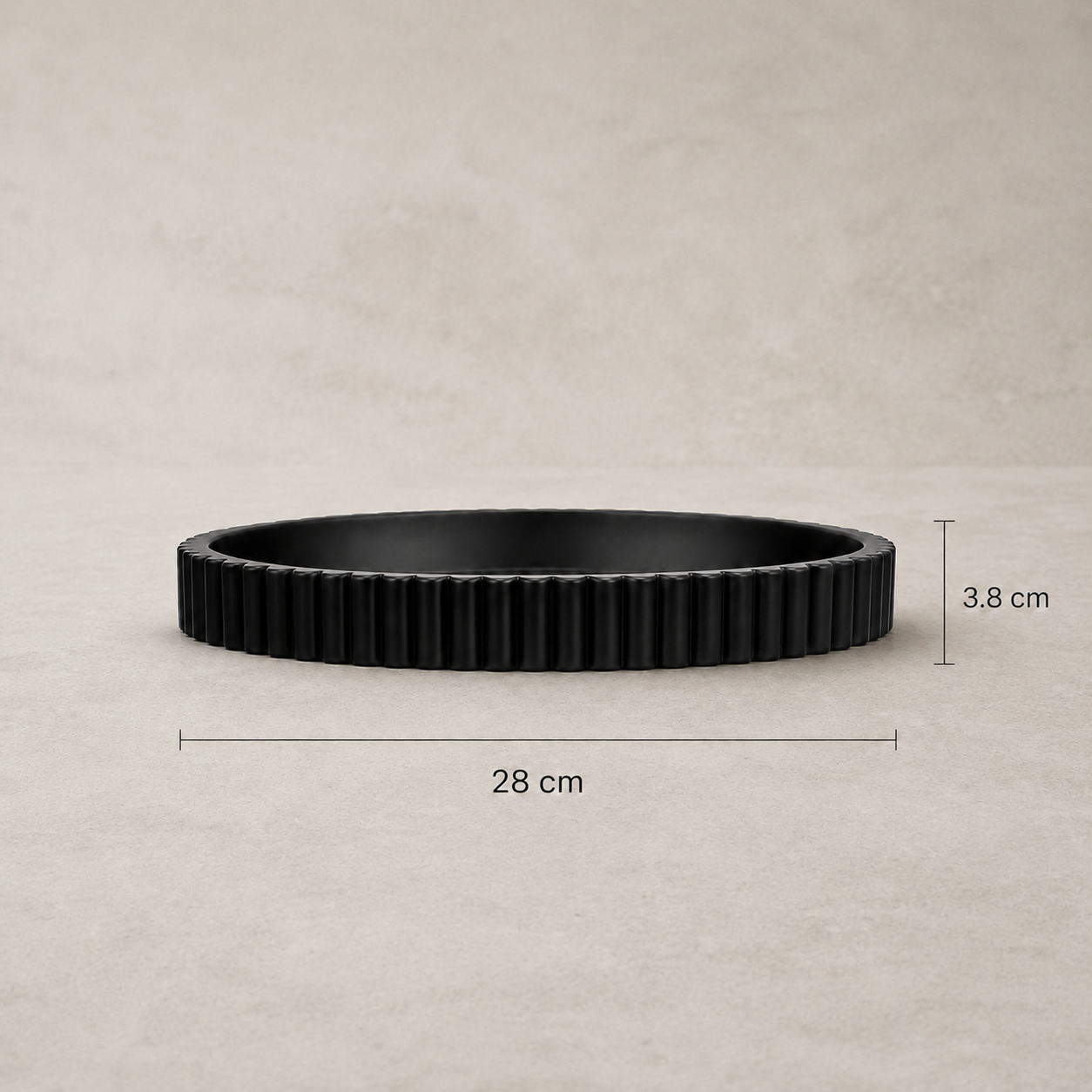 Riva Black Fluted Round Tray