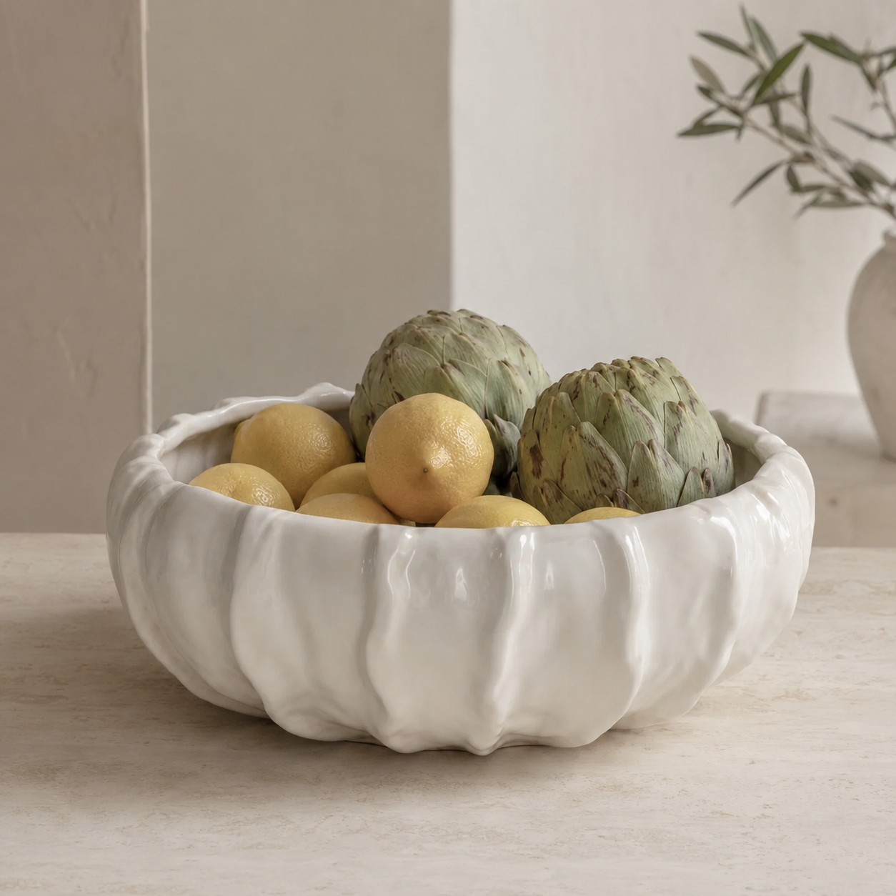 Cala Pleated Ceramic Bowl