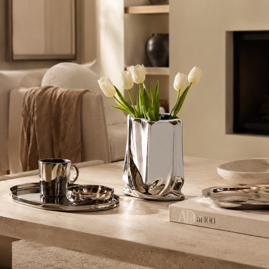 Elara Silver Ceramic Vase
