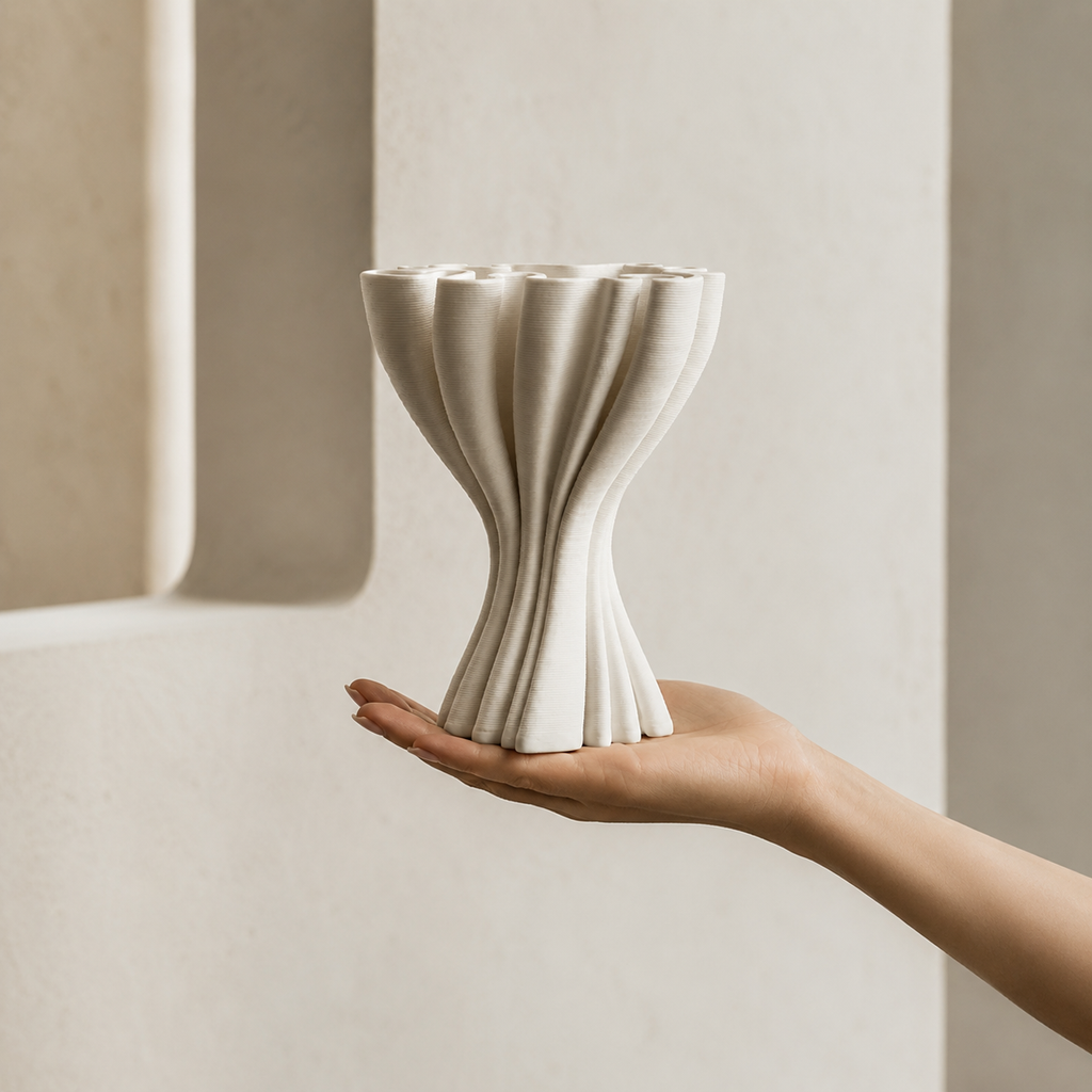 Isla White Ripple Ceramic Vase