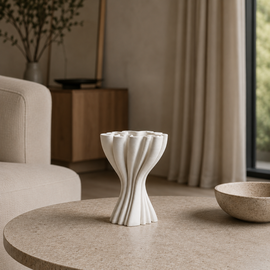 Isla White Ripple Ceramic Vase