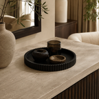 Riva Black Fluted Round Tray